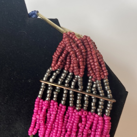 25" Large Pink Beaded Statement Necklace Multi Strand - Picture 6 of 13